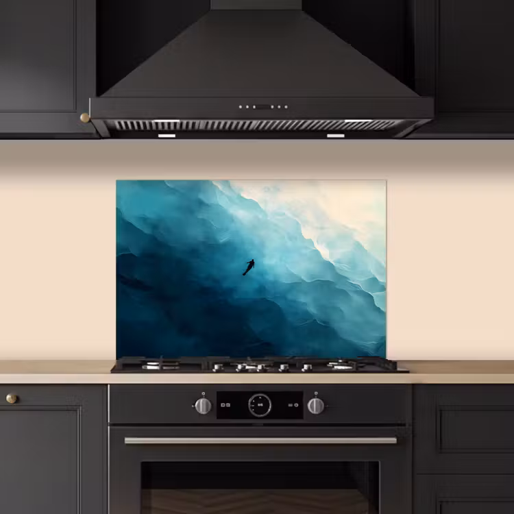 Spatscherm keuken - Zee - Silhouet - Abstract - Blauw — 2