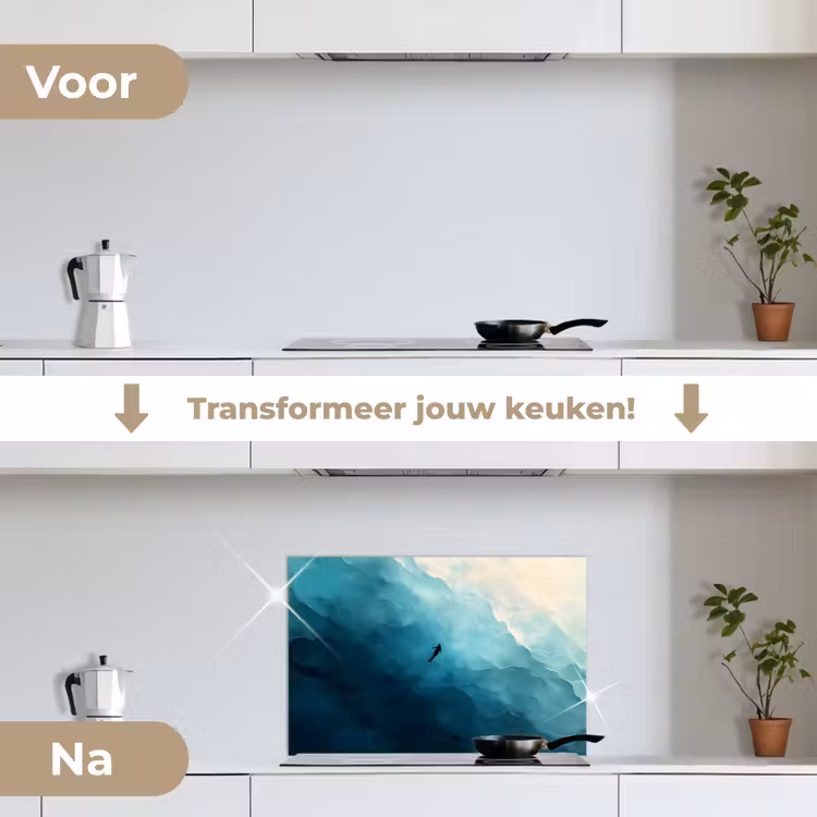 Spatscherm keuken - Zee - Silhouet - Abstract - Blauw — 3