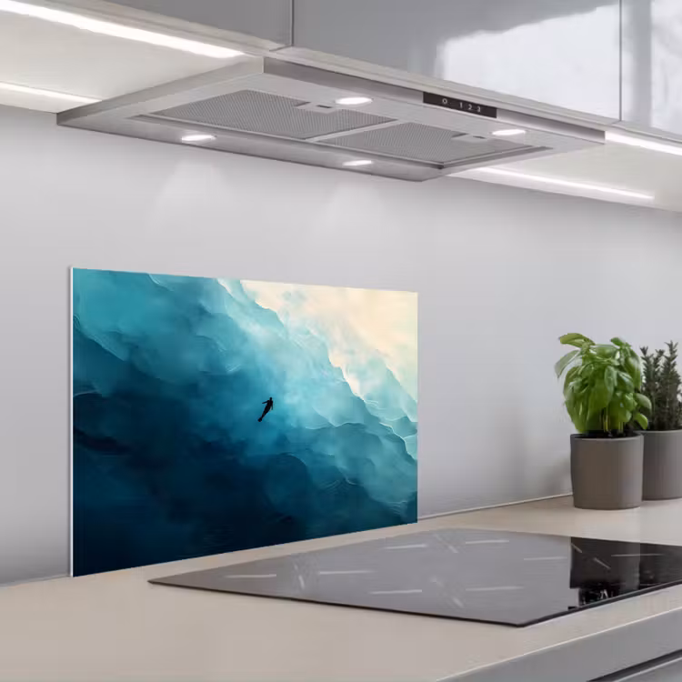 Spatscherm keuken - Zee - Silhouet - Abstract - Blauw — 5