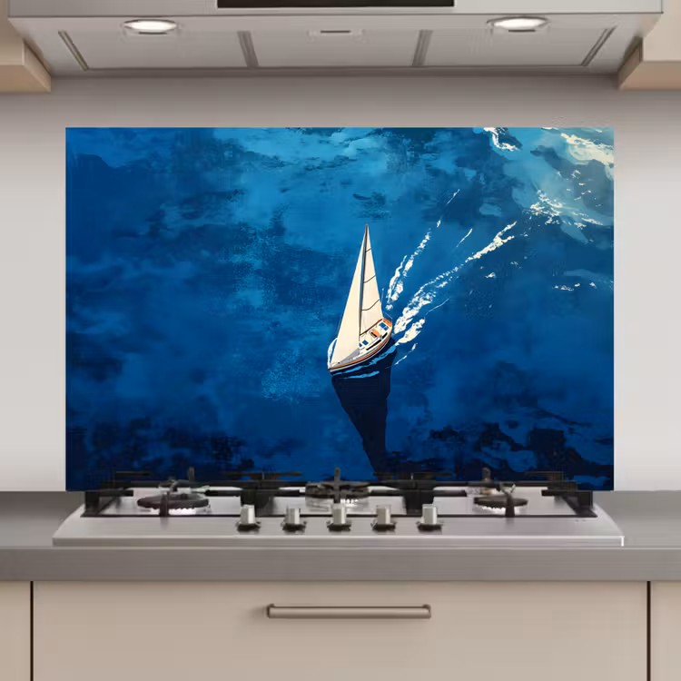 Spatscherm keuken - Zeilboot - Water - Abstract - Schaduw — 1