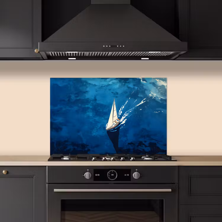Spatscherm keuken - Zeilboot - Water - Abstract - Schaduw — 2