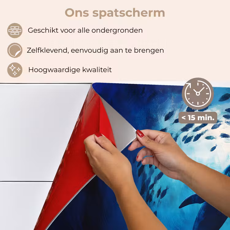 Spatscherm keuken - Walvis - Vissen - Donkerblauw — 4