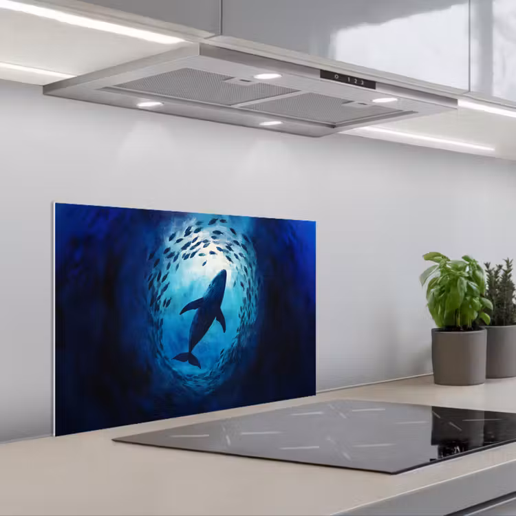 Spatscherm keuken - Walvis - Vissen - Donkerblauw — 5