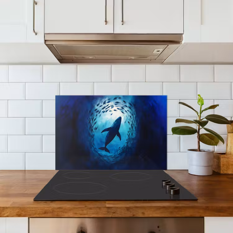 Spatscherm keuken - Walvis - Vissen - Donkerblauw — 6