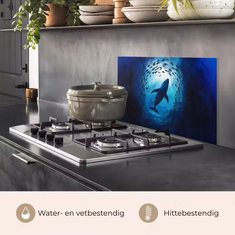 Spatscherm keuken - Walvis - Vissen - Donkerblauw — 7