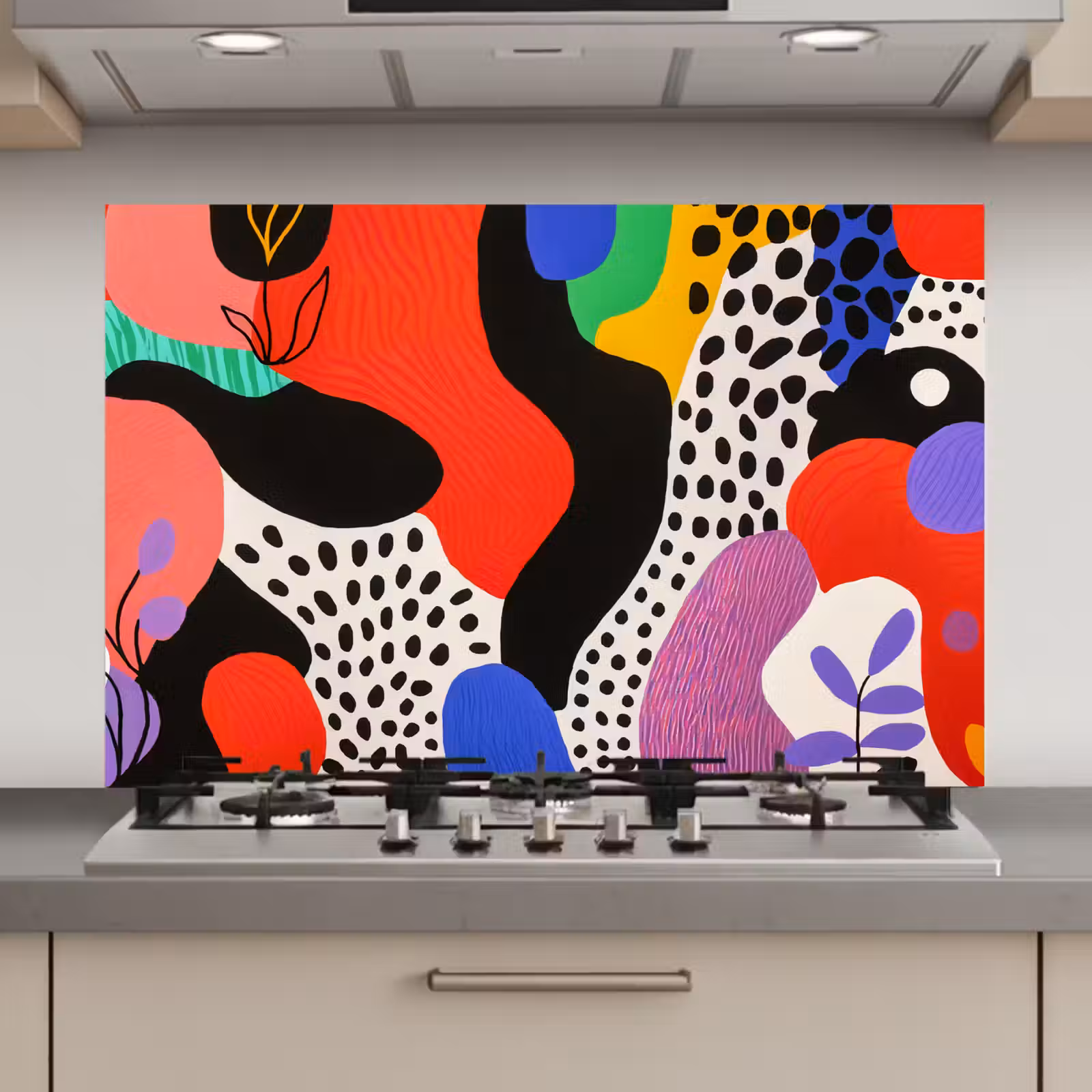 Spatscherm keuken - Abstract - Vormen - Kleuren - Stippen — 1