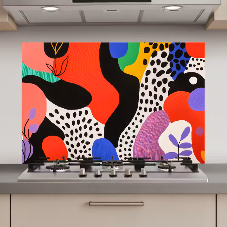 Spatscherm keuken - Abstract - Vormen - Kleuren - Stippen — 1
