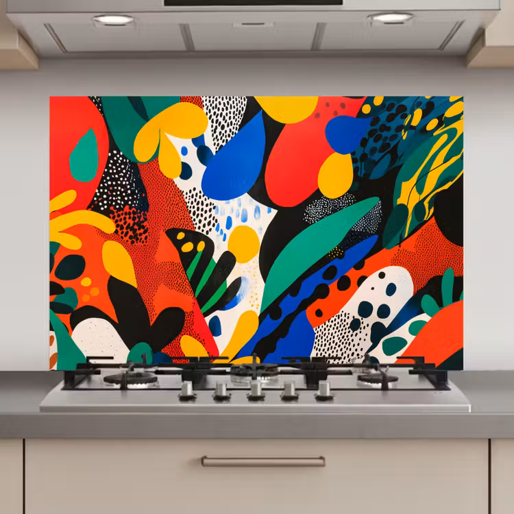 Spatscherm keuken - Abstract - Planten - Vormen - Kleurrijk — 1