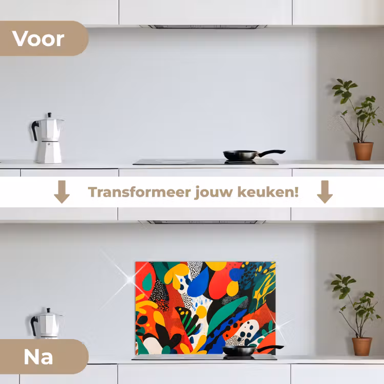 Spatscherm keuken - Abstract - Planten - Vormen - Kleurrijk — 3