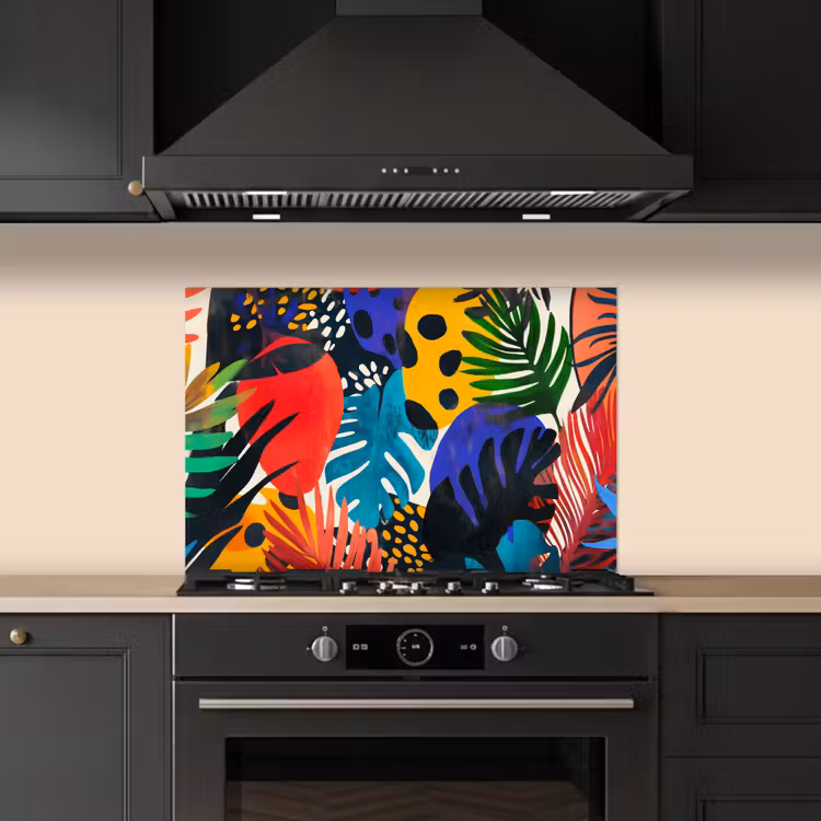 Spatscherm keuken - Bladeren - Vormen - Abstract - Kleurrijk — 2