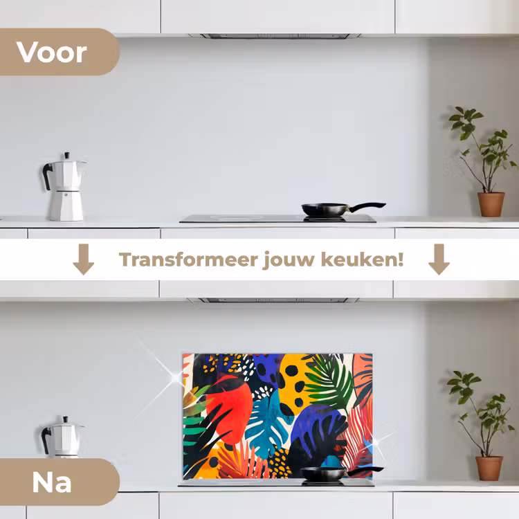Spatscherm keuken - Bladeren - Vormen - Abstract - Kleurrijk — 3