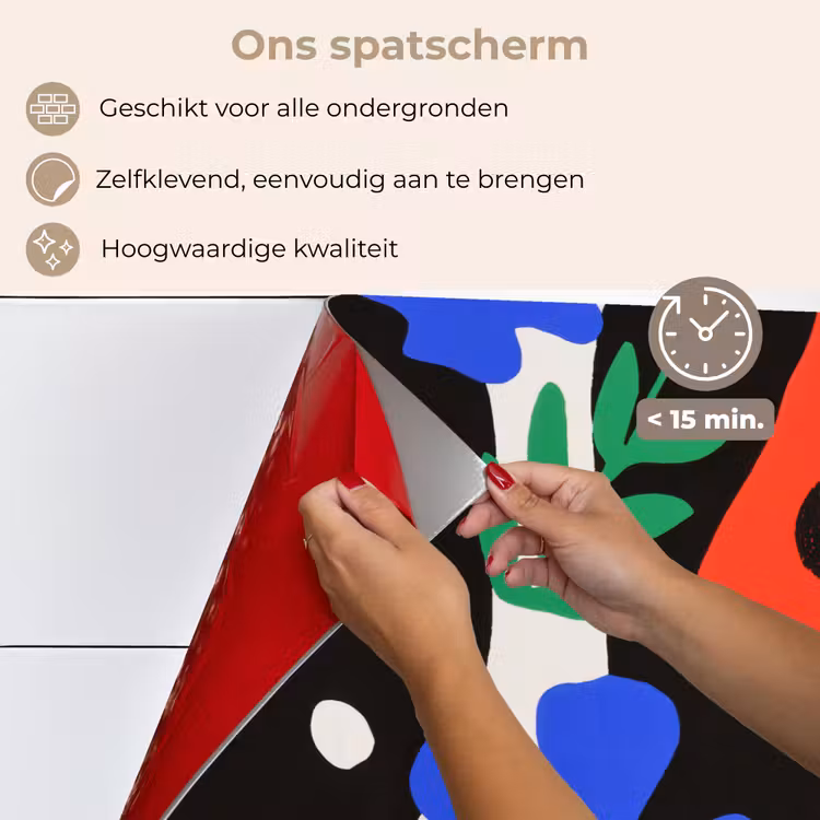 Spatscherm keuken - Bloemen - Bladeren - Abstract - Zwart — 4