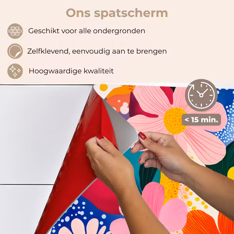 Spatscherm keuken - Bloemen - Kleurrijk - Stippen — 4
