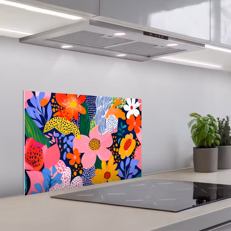 Spatscherm keuken - Kleurrijk - Bloemen - Abstract - Stippen — 5