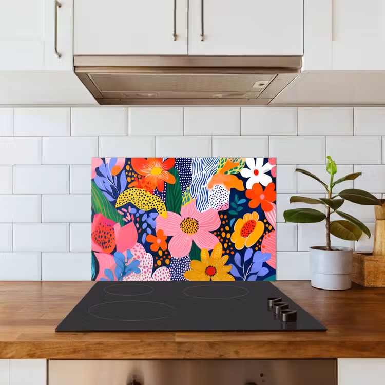 Spatscherm keuken - Kleurrijk - Bloemen - Abstract - Stippen — 6