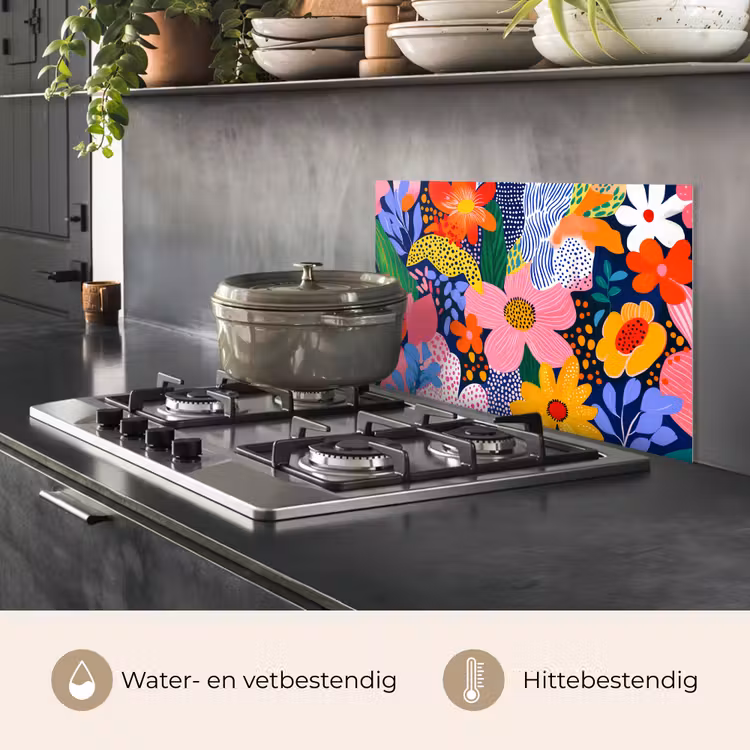 Spatscherm keuken - Kleurrijk - Bloemen - Abstract - Stippen — 7