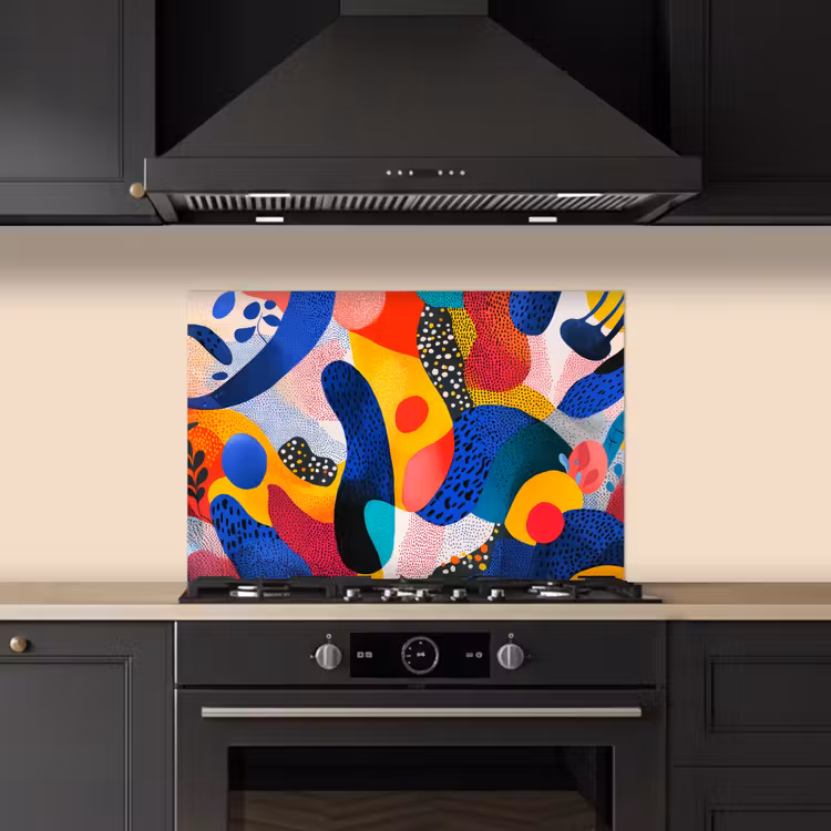 Spatscherm keuken - Vormen - Abstract - Stippels - Blauw — 2