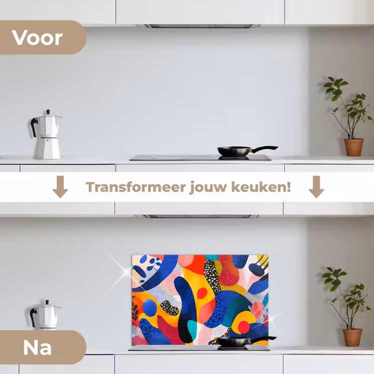 Spatscherm keuken - Vormen - Abstract - Stippels - Blauw — 3
