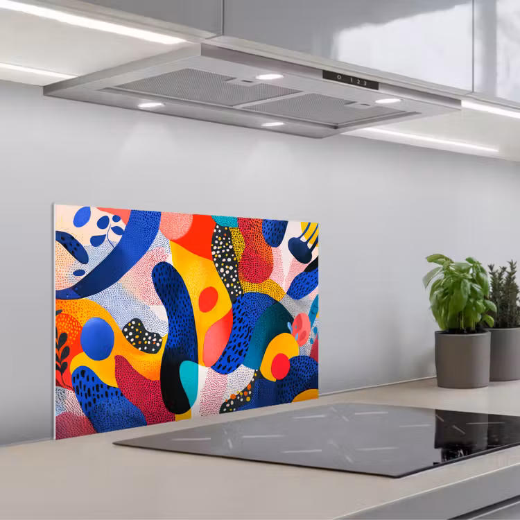 Spatscherm keuken - Vormen - Abstract - Stippels - Blauw — 5