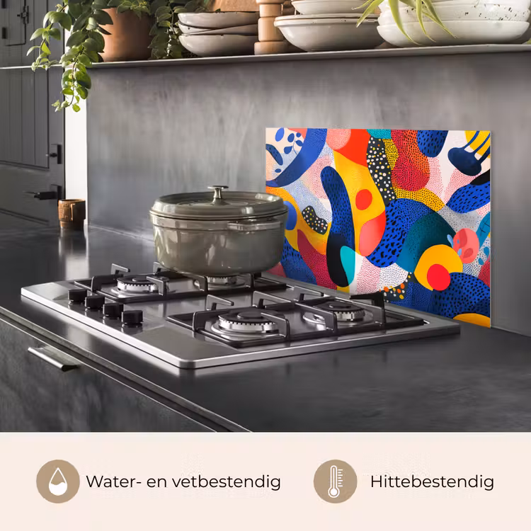 Spatscherm keuken - Vormen - Abstract - Stippels - Blauw — 7