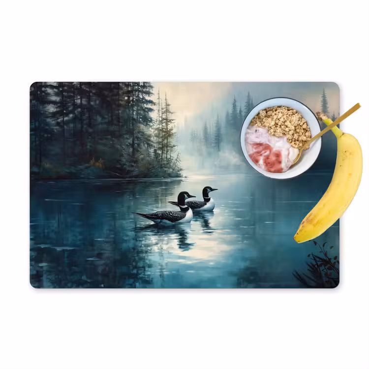 Placemat - 6 stuks - Bos - Water - Eenden - Mistig — 1