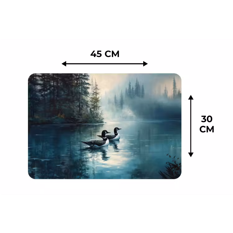 Placemat - 6 stuks - Bos - Water - Eenden - Mistig — 3