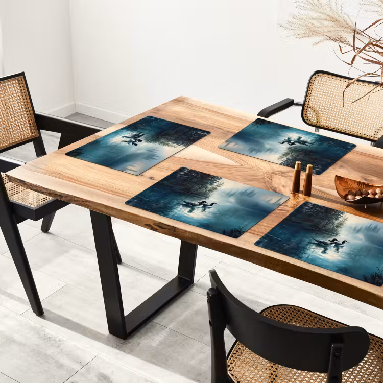 Placemat - 6 stuks - Bos - Water - Eenden - Mistig — 5