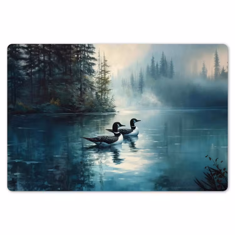 Placemat - 6 stuks - Bos - Water - Eenden - Mistig — 7