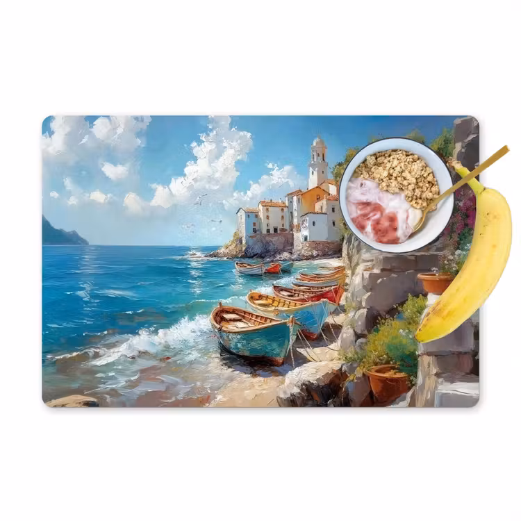 Placemat - 6 stuks - Boten - Rotsen - Zee - Zon — 1