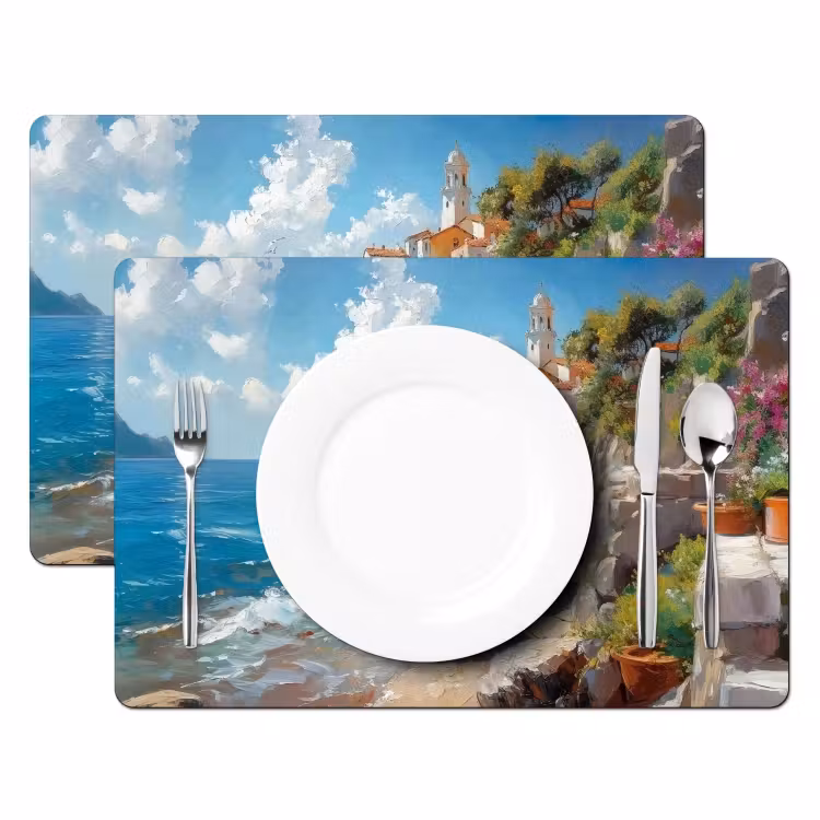 Placemat - 6 stuks - Boten - Rotsen - Zee - Zon — 2