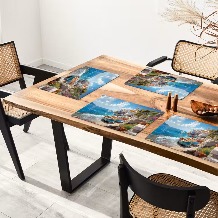 Placemat - 6 stuks - Boten - Rotsen - Zee - Zon — 5