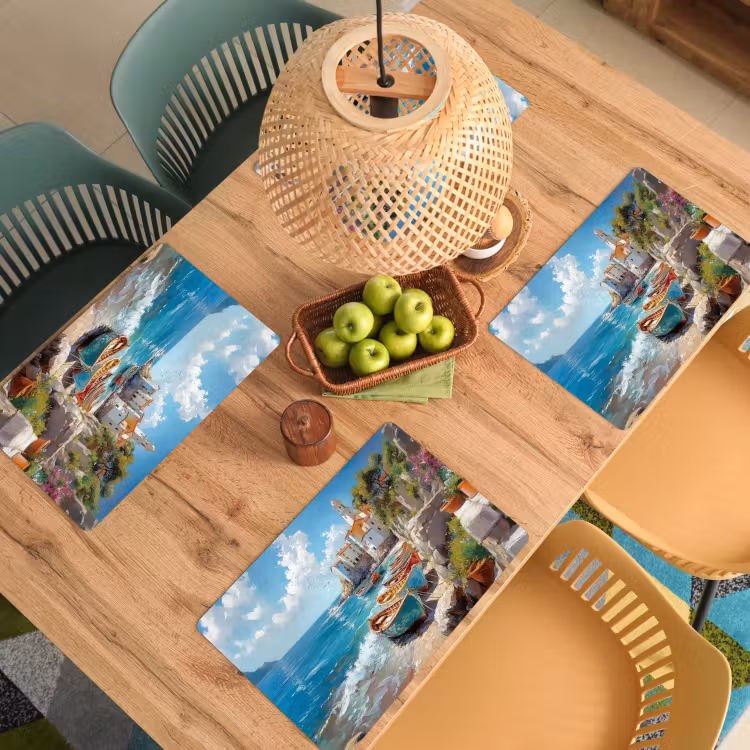 Placemat - 6 stuks - Boten - Rotsen - Zee - Zon — 6