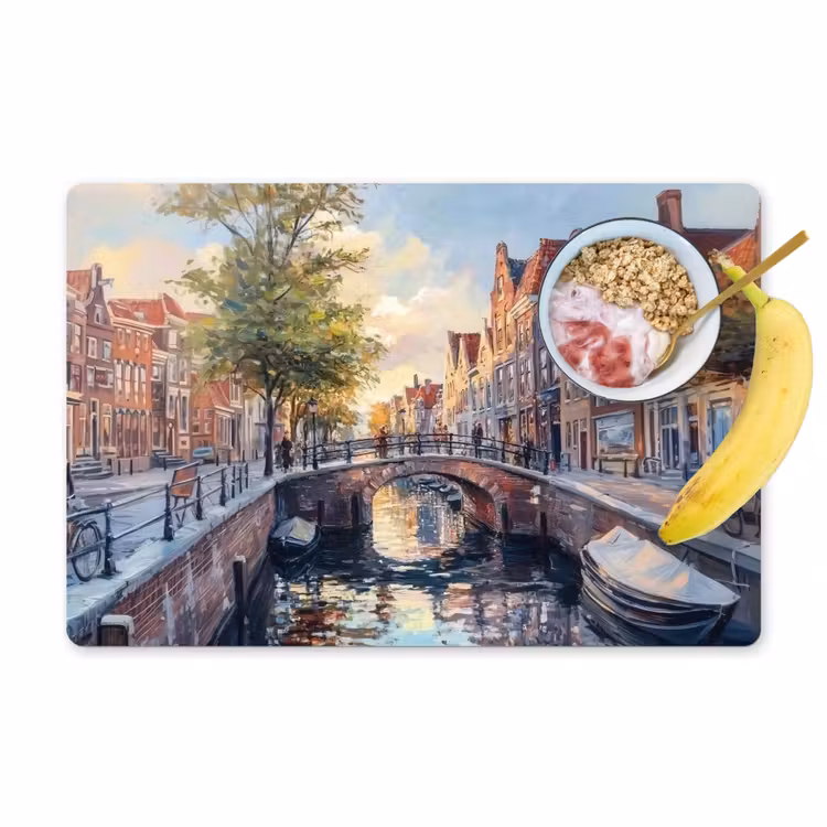 Placemat - 6 stuks - Brug - Stad - Huizen - Boot — 1