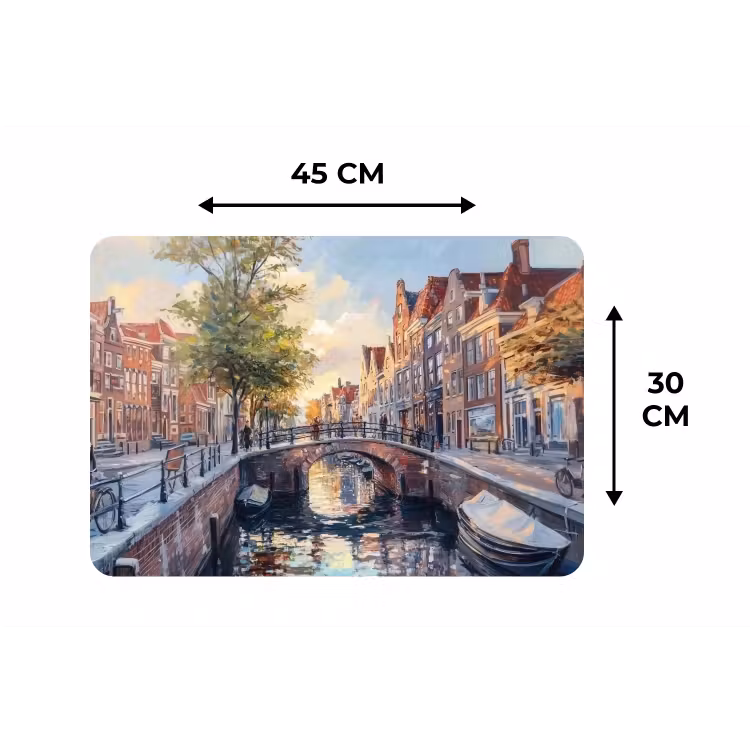 Placemat - 6 stuks - Brug - Stad - Huizen - Boot — 3