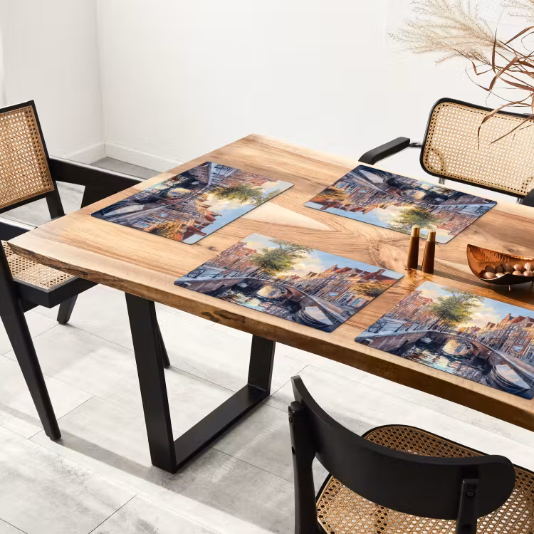 Placemat - 6 stuks - Brug - Stad - Huizen - Boot — 5