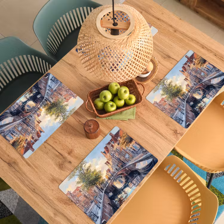 Placemat - 6 stuks - Brug - Stad - Huizen - Boot — 6