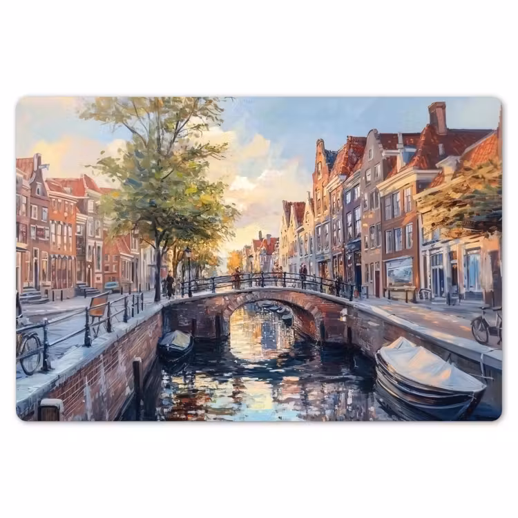 Placemat - 6 stuks - Brug - Stad - Huizen - Boot — 7