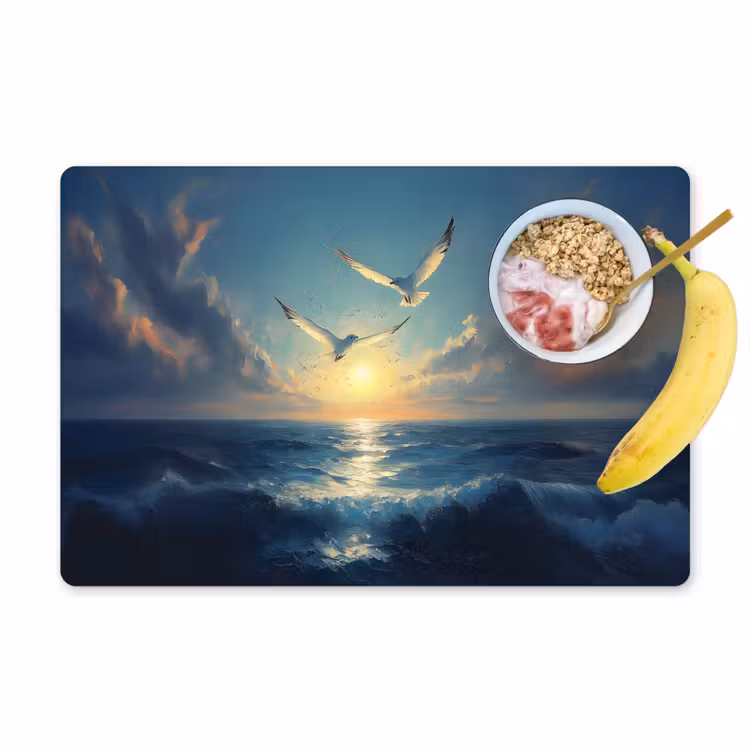 Placemat - 6 stuks - Meeuwen - Zee - Wolken -Blauw — 1