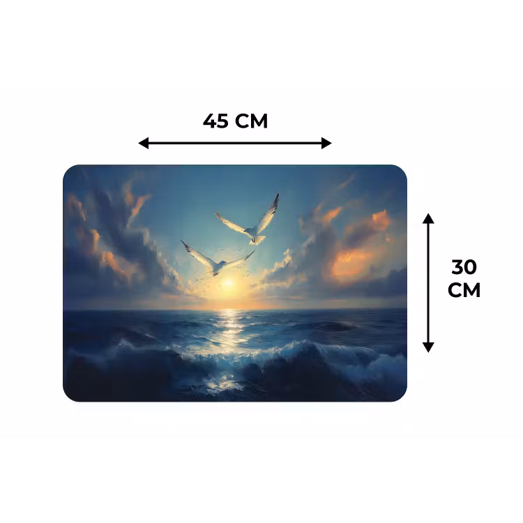 Placemat - 6 stuks - Meeuwen - Zee - Wolken -Blauw — 3