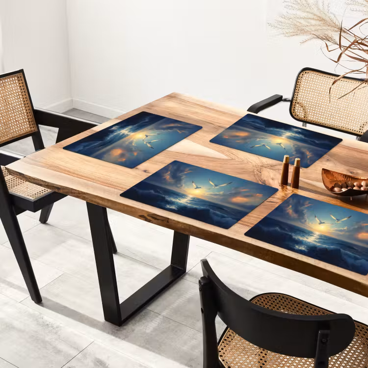 Placemat - 6 stuks - Meeuwen - Zee - Wolken -Blauw — 5