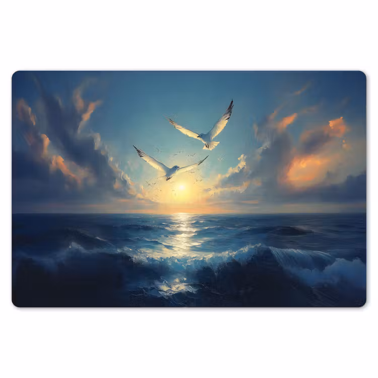 Placemat - 6 stuks - Meeuwen - Zee - Wolken -Blauw — 7