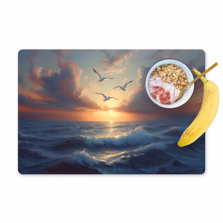 Placemat - 6 stuks - Meeuwen - Zonsondergang - Zee - Wolken — 1