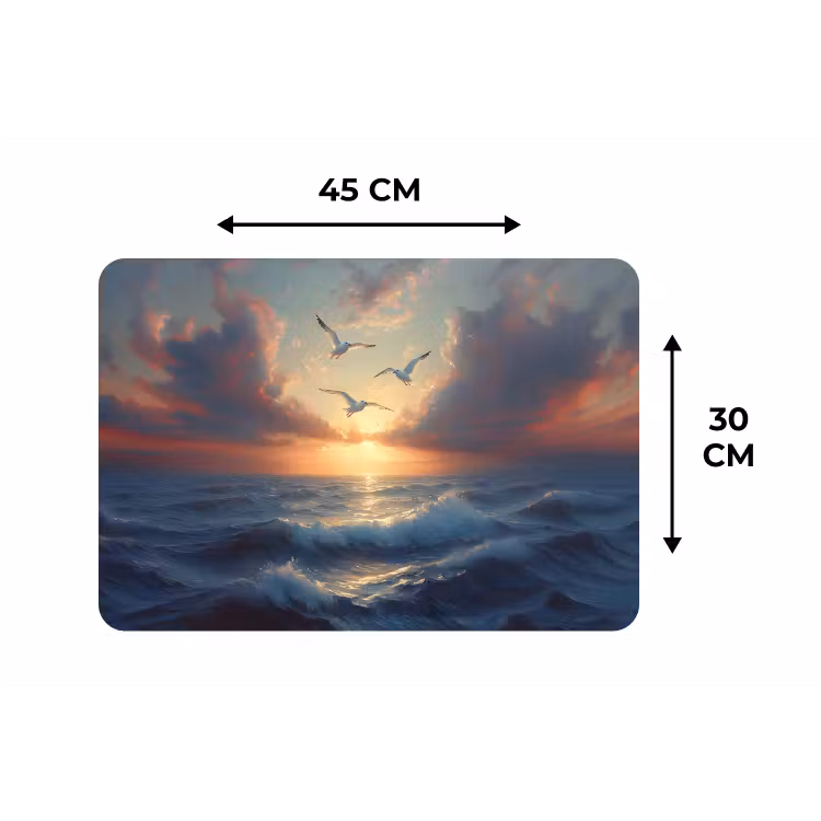 Placemat - 6 stuks - Meeuwen - Zonsondergang - Zee - Wolken — 3