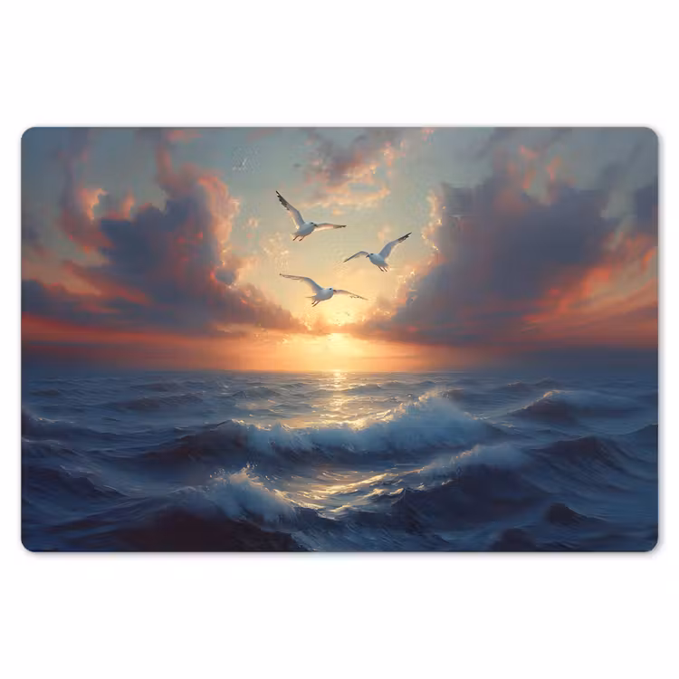 Placemat - 6 stuks - Meeuwen - Zonsondergang - Zee - Wolken — 7