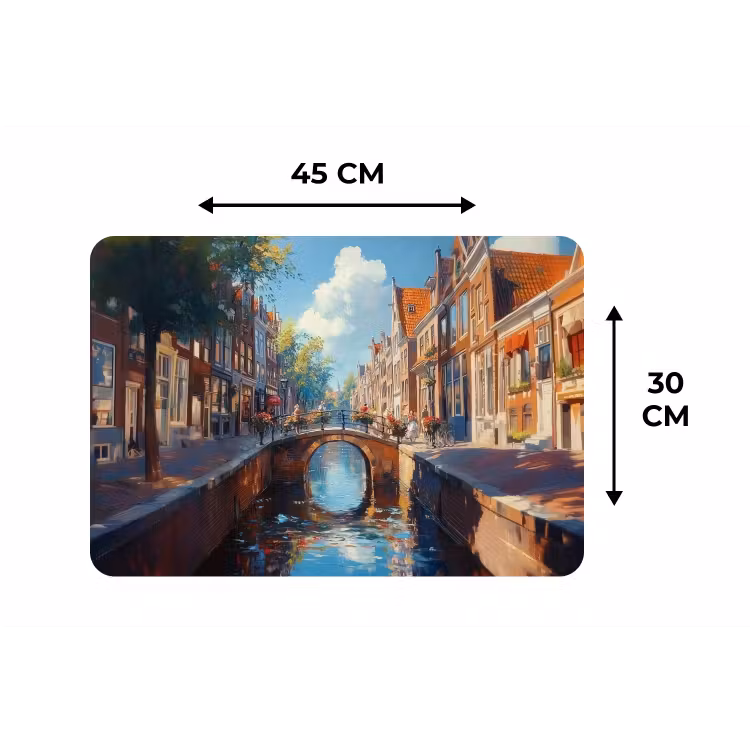 Placemat - 6 stuks - Stad - Gracht - Zon - Fietsen — 3