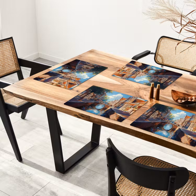 Placemat - 6 stuks - Stad - Gracht - Zon - Fietsen — 5