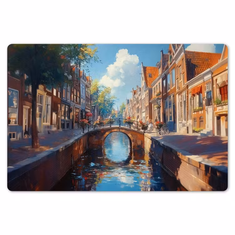 Placemat - 6 stuks - Stad - Gracht - Zon - Fietsen — 7