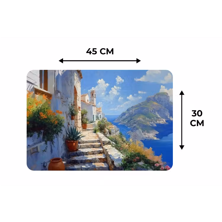 Placemat - 6 stuks - Trap - Huizen - Berglandschap - Zee — 3
