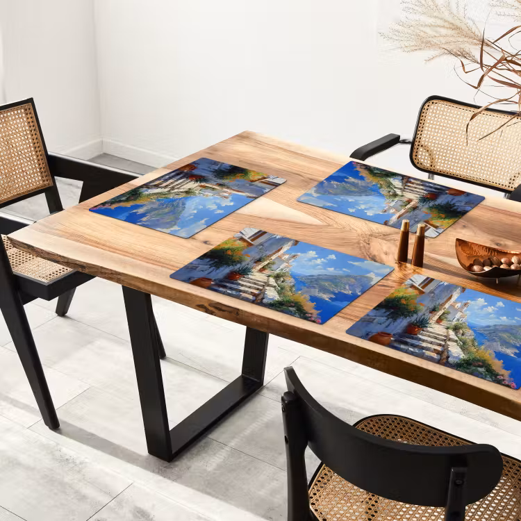 Placemat - 6 stuks - Trap - Huizen - Berglandschap - Zee — 5