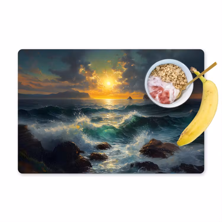 Placemat - 6 stuks - Zee - Zon - Golven - Rotsen — 1